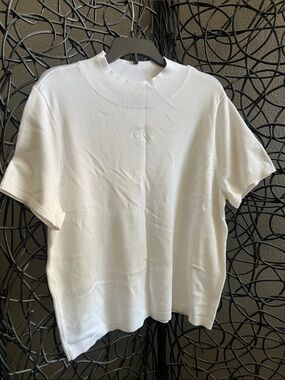 Calvin Klein White Short-Sleeve Knit Tee with Subtle CK Logo